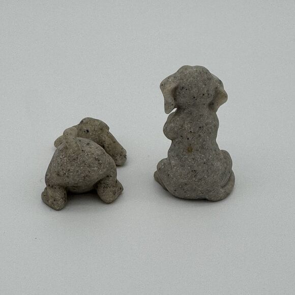 Miniature Hound Dog Dogs Puppy Nature Stone‎ Design Figurine x2 - Picture 4 of 7